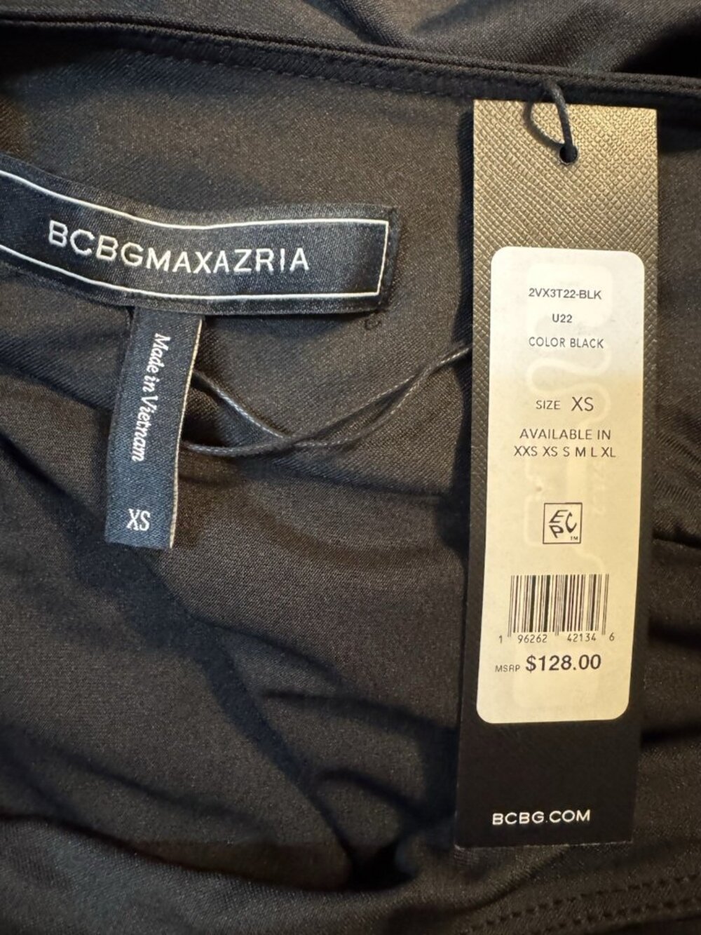 BCBGMaxAzria Dress Black XS One Long Sleeve Stretch Sheath Washable Party NEW - Picture 4 of 8